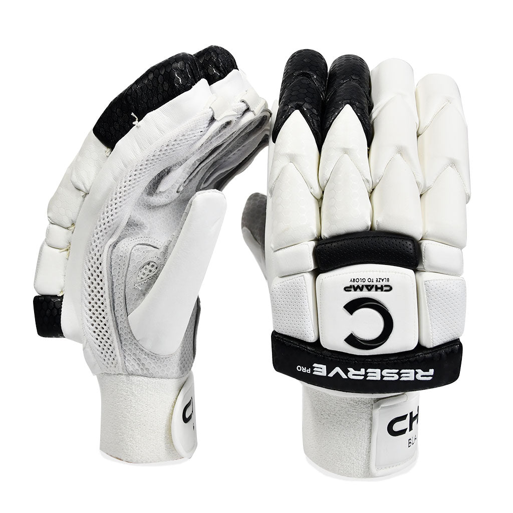 Champ Reserve Pro Batting Gloves – Black and White – Adults
