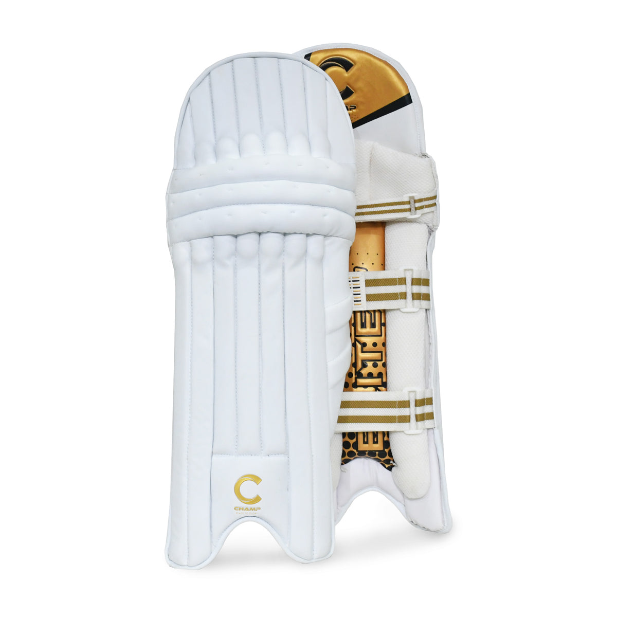 Champ Elite Pro 2024 Range – Light Weight – Batting Leg Guard – White/Gold