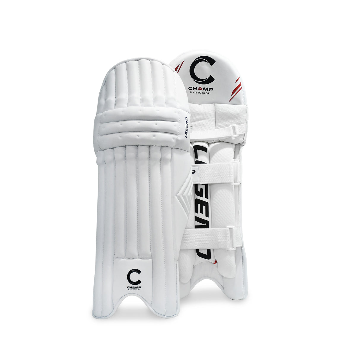 Champ Legend 2024 Range – Light Weight – Batting Leg Guard – White/Red – Adult – Youth