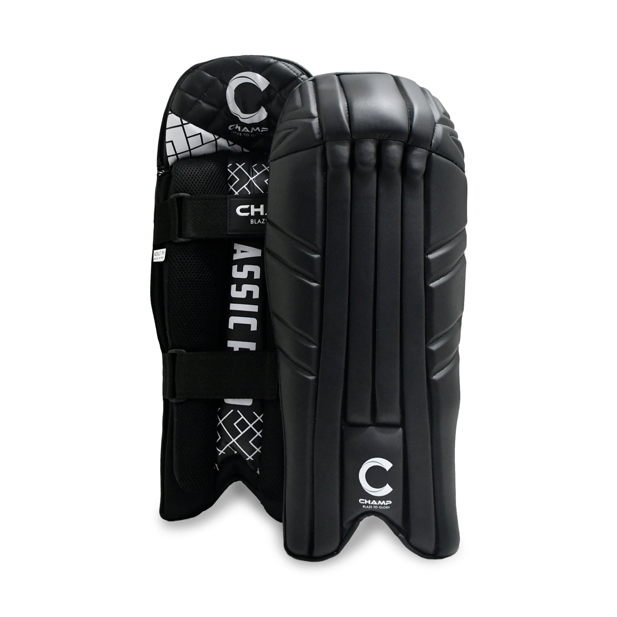 Champ Classic Pro Wicket Keeping Pads – BLACK – Adults – Large Adults