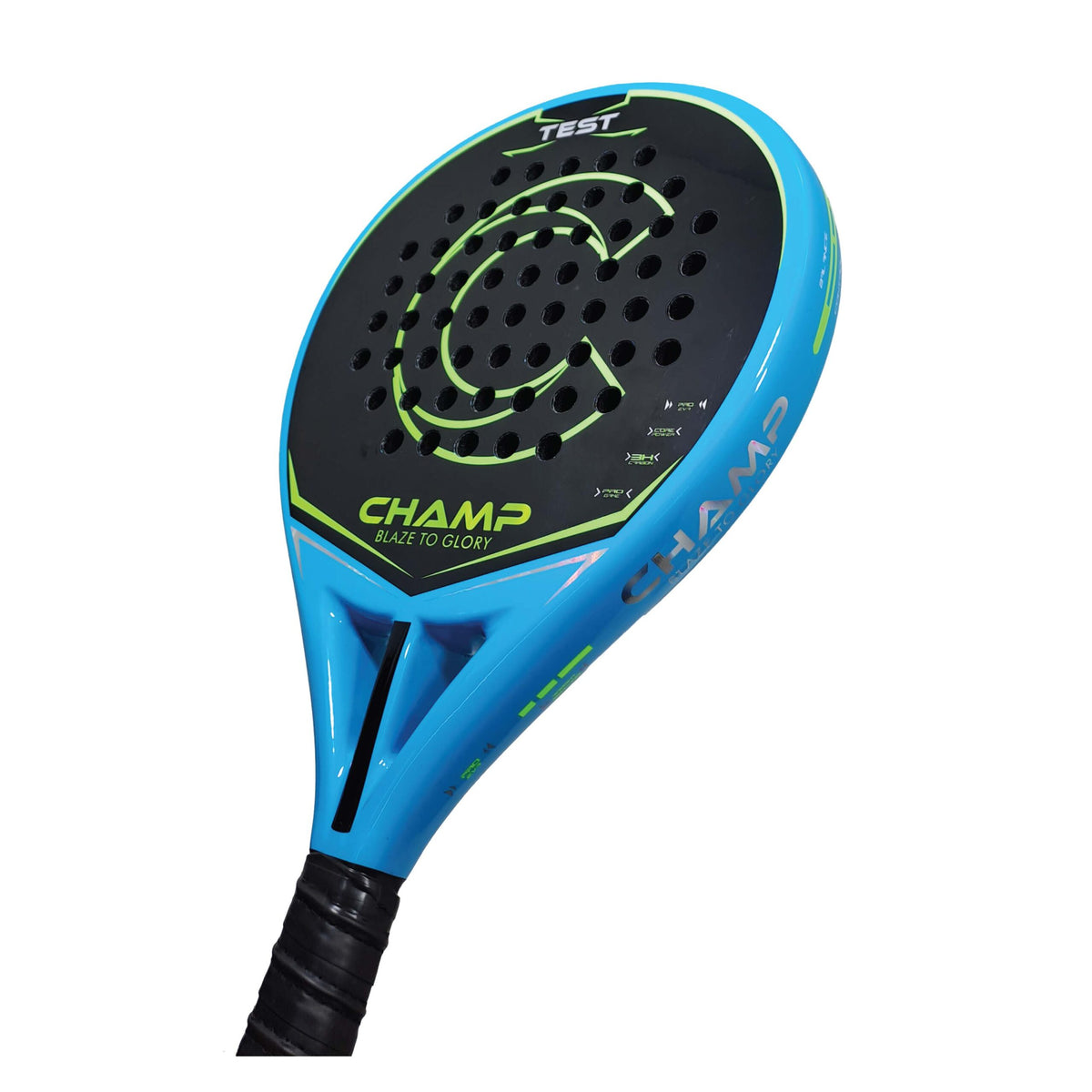 Champ Test Padel Racket – 3k Carbon – Turqouise/Green