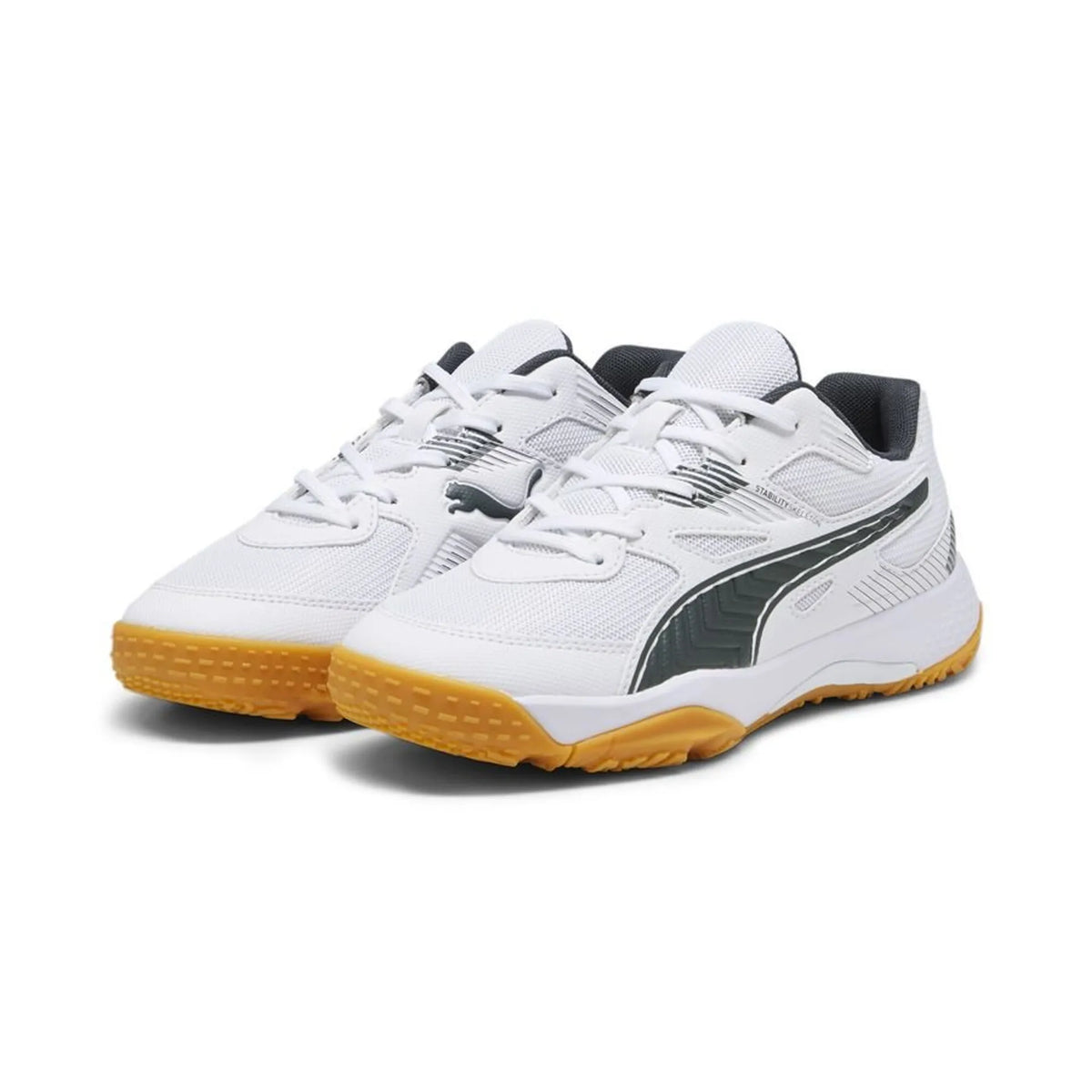 Puma Solarflash JR II Indoor/Court Shoes – White Shadow Grey Gum