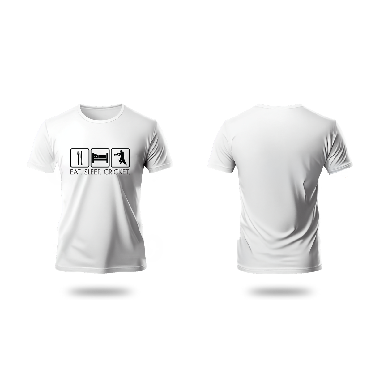Cricket Lovers – T Shirt – White (Eat,Sleep,Cricket.)