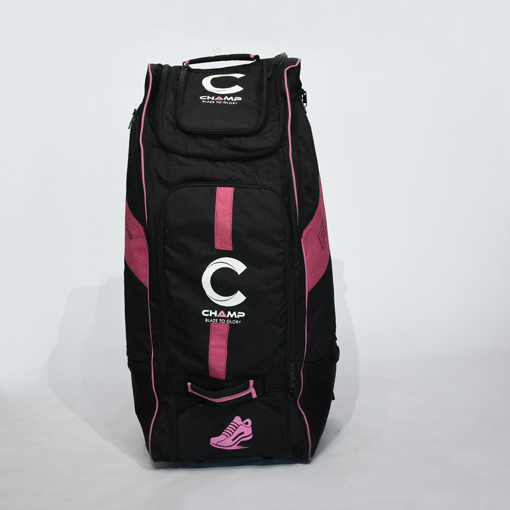 Champ ELITE PRO Duffle Wheelie Kit Bag – Black and Pink