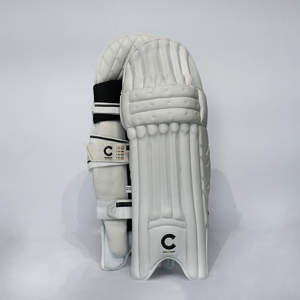 Champ EXCLUSIVE – Light Weight – Batting Leg guard – Gold and White – ADULTS